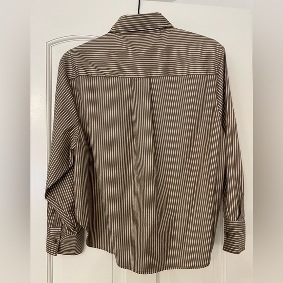 Reformation Andy Oversized Shirt in taupe stripe - Picture 8 of 8